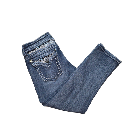 Women's Miss Me Jeans Designed Exclusively for Buckle Capri Size 28 Blue - Picture 1 of 8